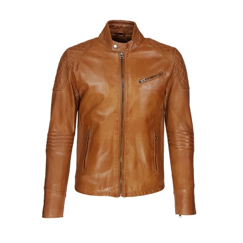 Blouson Monaco cuir véritable couleur marron homme