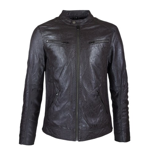 Blouson krypton cuir agneau imprimé homme