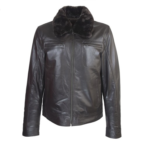 Blouson Flyer Marron cuir d'agneau Homme