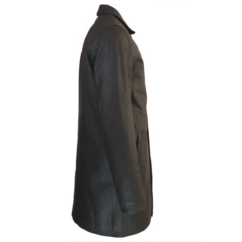 Veste longue Varenne en cuir Nubuck marron