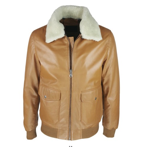 Fly Jacket Nomad cuir couleur camel col amovible
