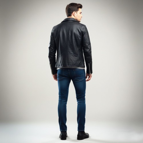 Blouson Perfecto Noir Élite pour homme