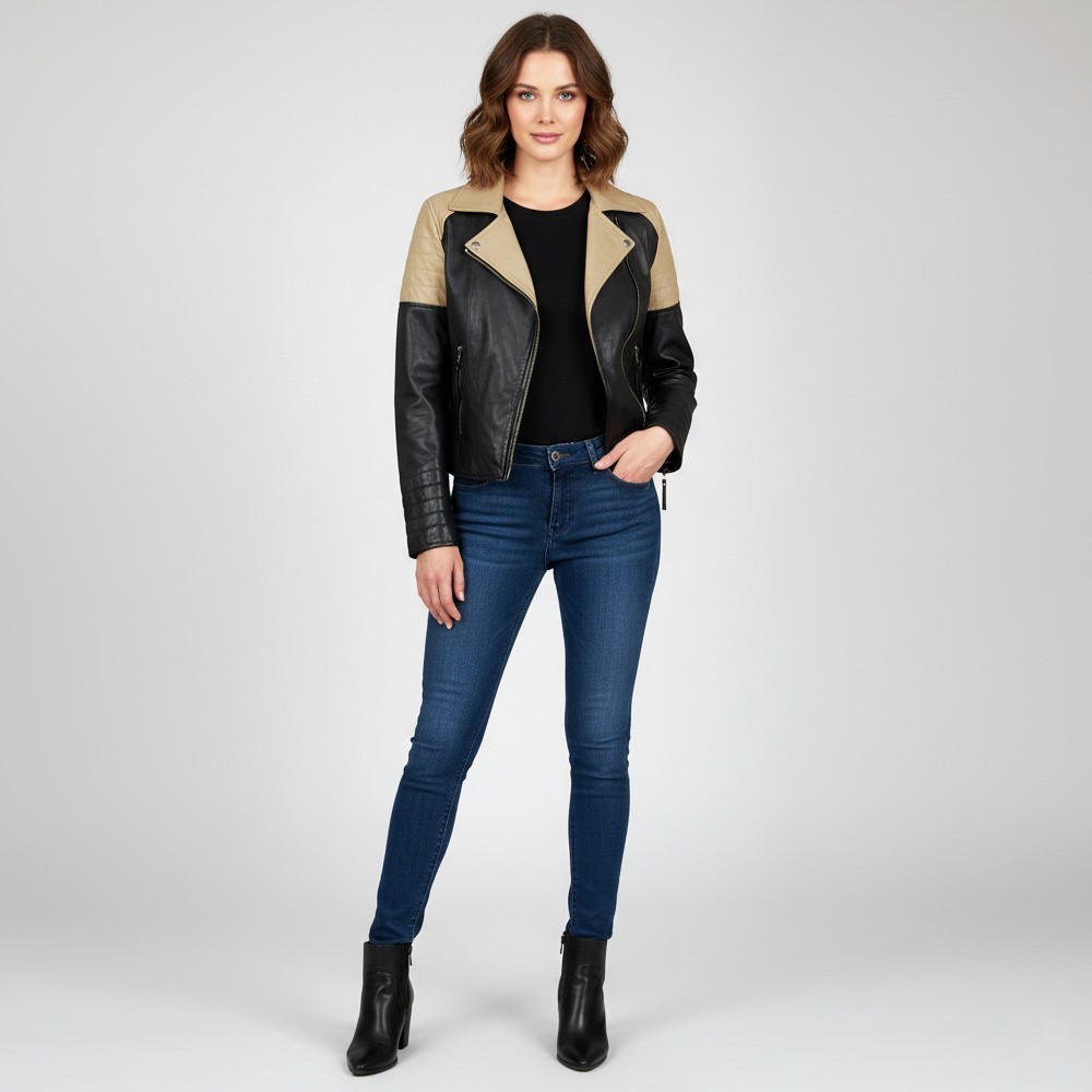 perfecto cuir femme bi-colores noir brige