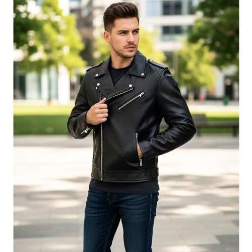 blouson style perfecto cuir homme