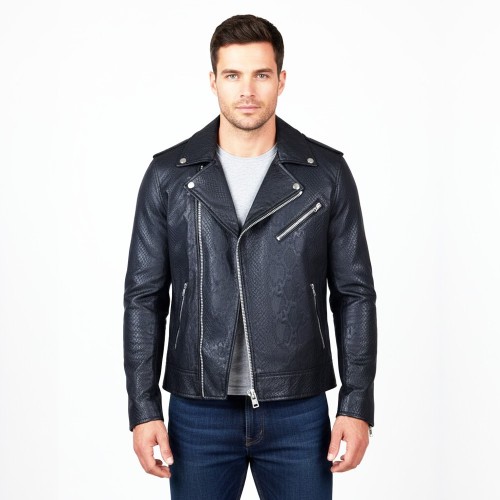 Perfecto Alcazar cuir d'agneau imprimé  python noir