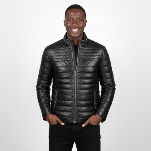 Doudoune Homme « Urban Soft » – Cuir d’Agneau Couleur Marron