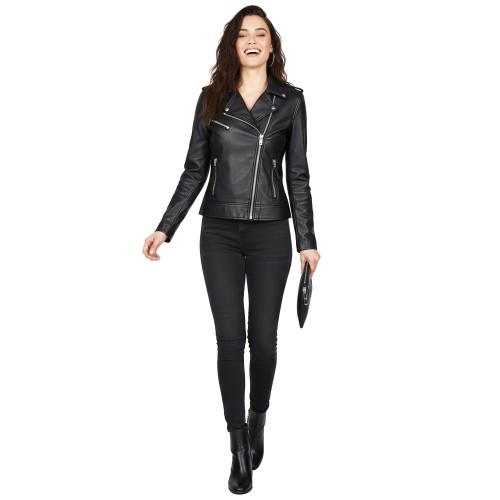 Perfecto noir femme en cuir d’agneau ef