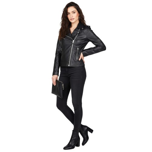 Perfecto noir femme en cuir d’agneau ef