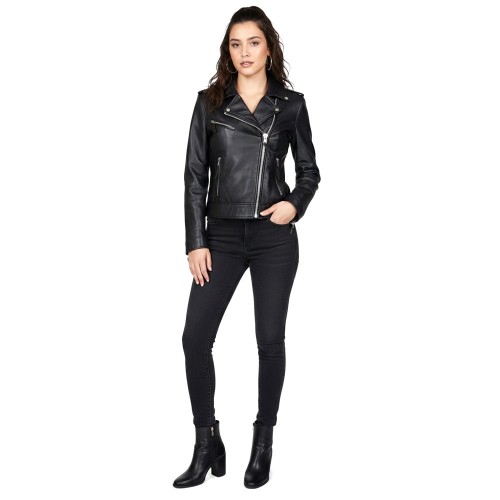 Perfecto noir femme en cuir d’agneau ef