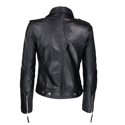 Perfecto noir femme en cuir d’agneau ef