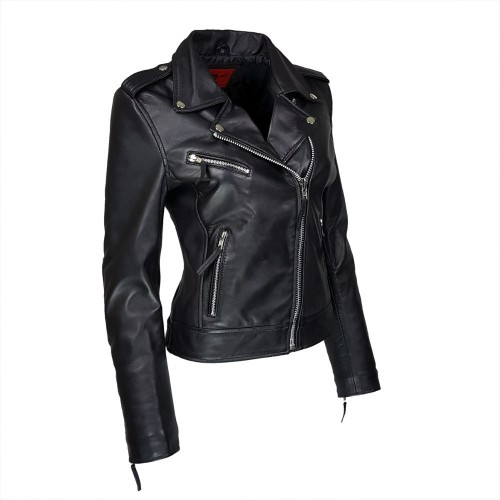 Perfecto noir femme en cuir d’agneau ef