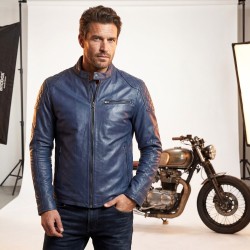 Blouson Homme en Cuir d’Agneau – Couleur bleu