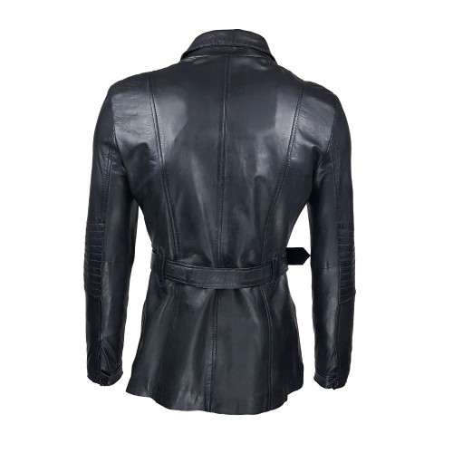 Veste 3/4 noire femme – Élégante, zippée et ceinturée