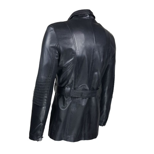 Veste 3/4 noire femme – Élégante, zippée et ceinturée