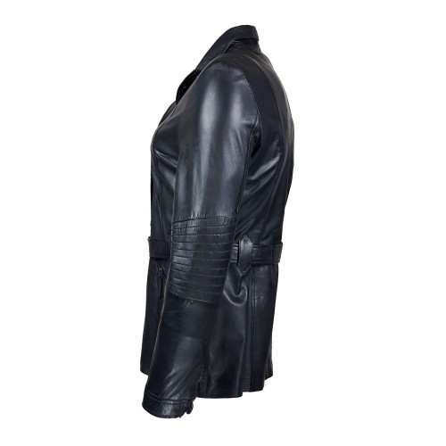 Veste 3/4 noire femme – Élégante, zippée et ceinturée