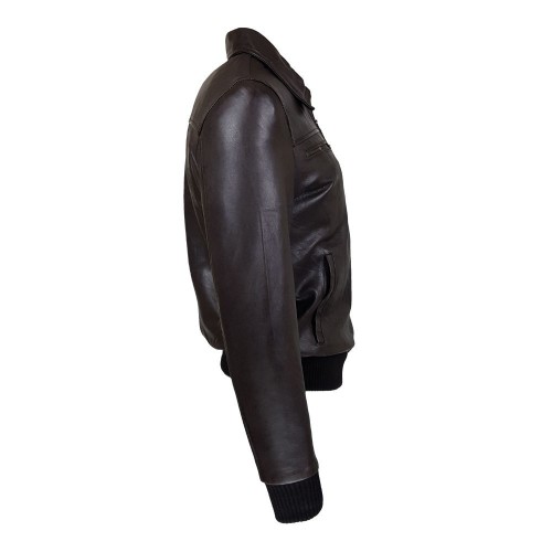 Blouson aviateur cuir homme marron avec col amovible